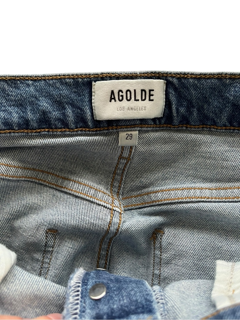 Agolde Jeans Sz 29 Riley High Rise Straight Button Fly Ankle Crop Organic Fray - Picture 9 of 10
